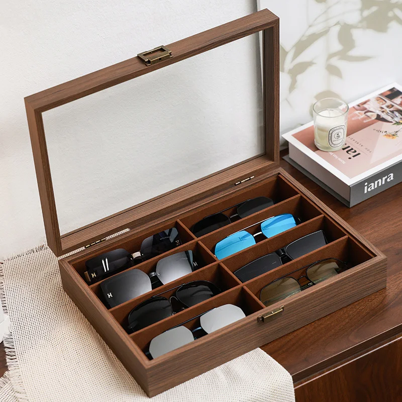 Woodworking Show - 8/6 Grids Eyeglasses Display Case Desktop