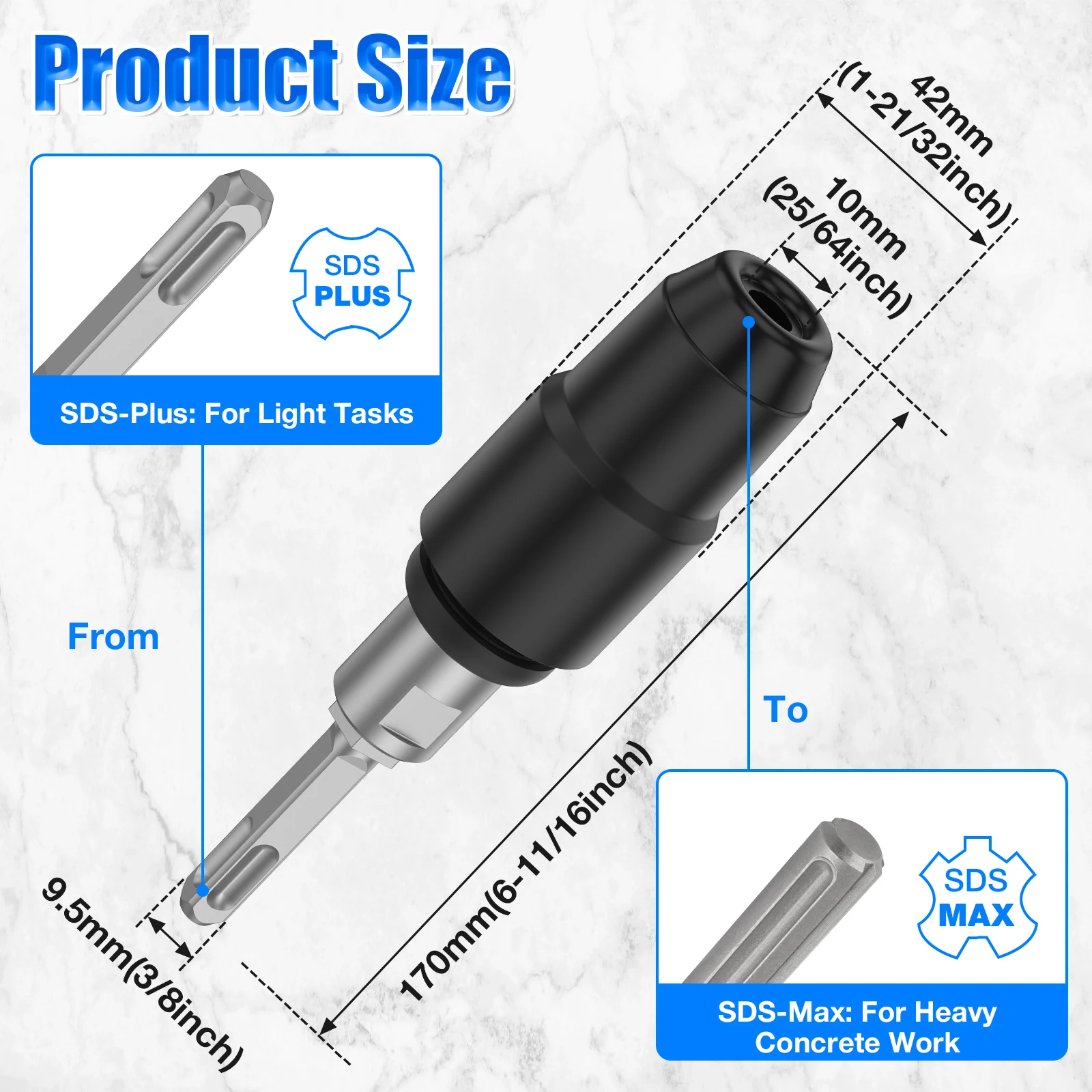 1Pc SDS Plus to SDS Max Adapte - Woodworking Videos ulasan dan harga