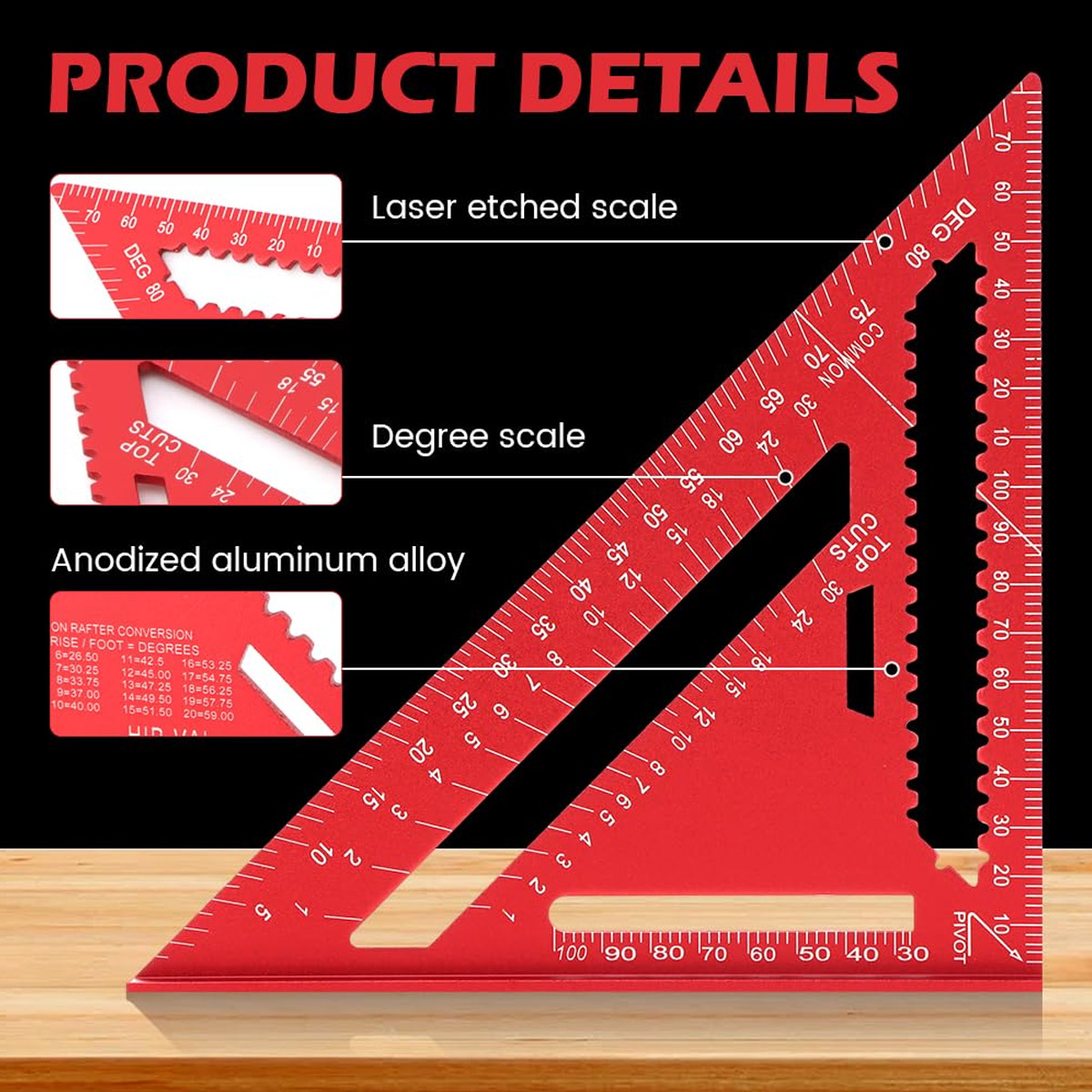 Aluminum Alloy Speed Square Hi - Woodworking Cutting Tools ulasan dan harga