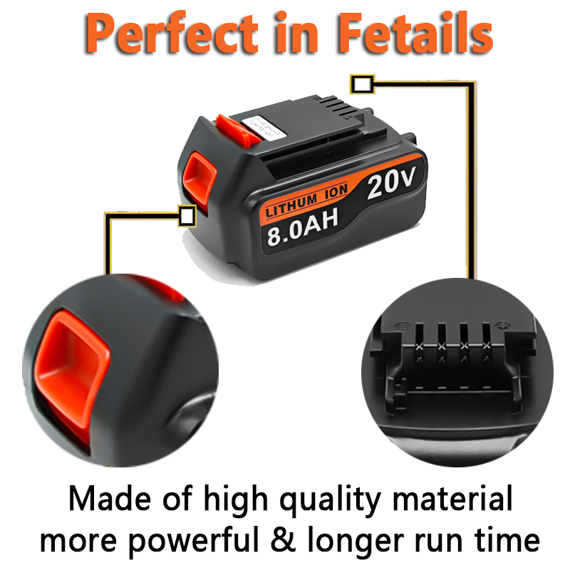 high capacity 8Ah LBX20 Replac - Black+Decker Tool 20V Max ulasan dan harga