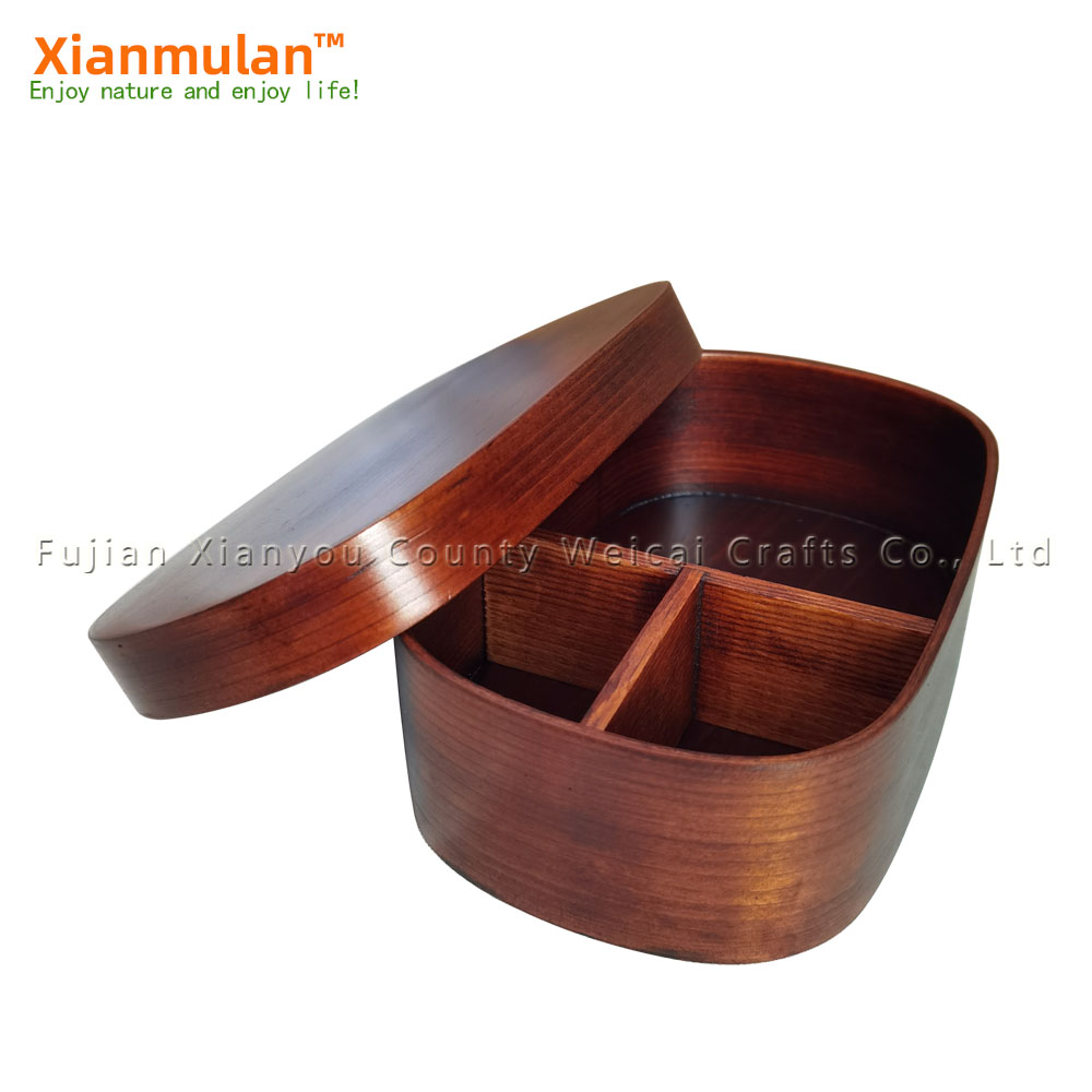 Natural Wooden Bento Box Squar - Woodworking Japanese ulasan dan harga